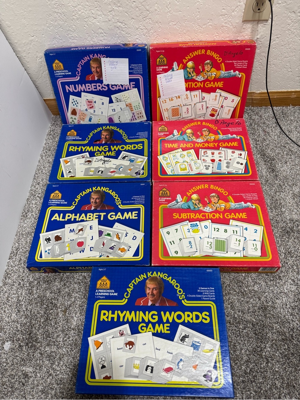 Vintage 80s Educational Game Lot - Captain Kangaroo & Answer Bingo